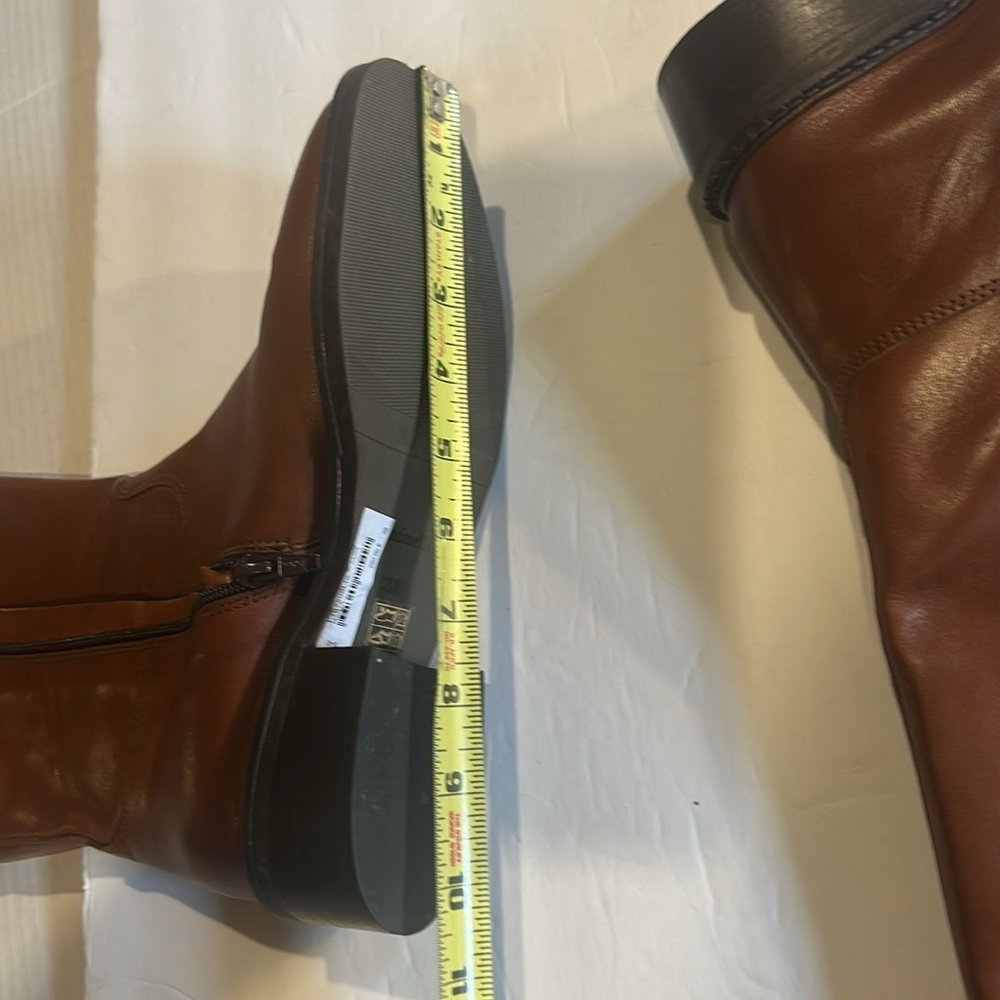 NWOT Minelli Naina cognac Brown Leather 2 toned Knee-High Boots w heel zipper - Picture 13 of 13